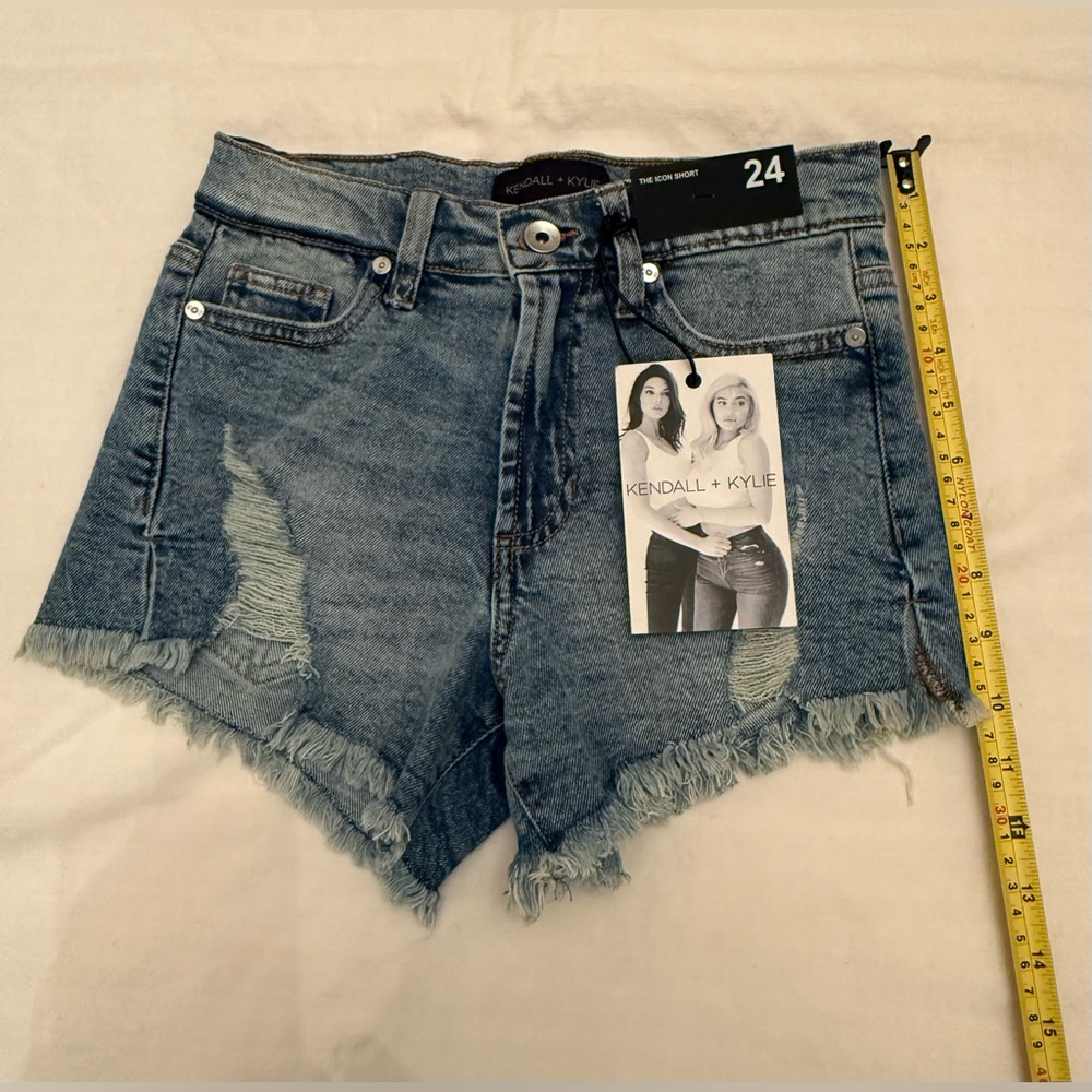 Kendall & Kylie Distressed Blue Jean Shorts - Picture 13 of 16